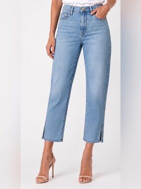 Frame Denim Jeans Le Style Sylvie Crop Superstar Light Wash Kick Slit Straight